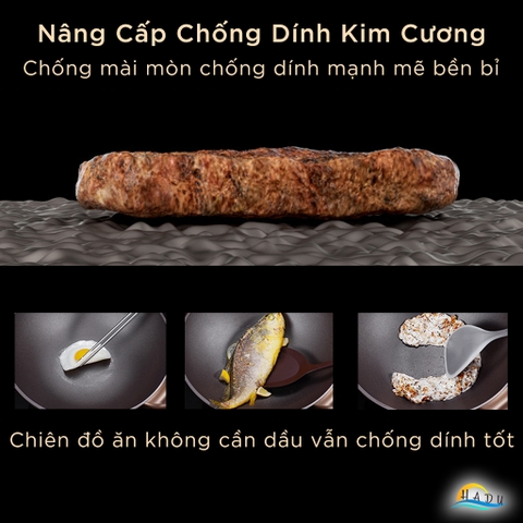 Chảo Chống Dính Sâu Lòng 32cm Bếp Từ Có Nắp Kim Cương Cao Cấp Đạt Chất Lượng LFGB Đức SSGP