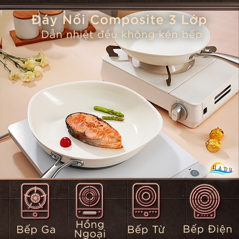 Chảo Ceramic Chống Dính Bếp Từ SSGP 26cm, Chống Dính 2 Mặt, Đáy 3 Lớp, Đạt Chất Lượng LFGB Đức