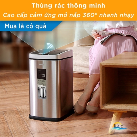 Thùng Rác Cảm Ứng Tự Động CCKO 6L, Thân Inox Chống Vân Tay, Cắm Điện, Đèn LED