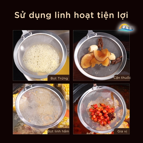 Vá Vợt Hớt Bọt Lọc Cặn Dầu Ăn Mỡ Inox 304 Cao Cấp Đạt Chất Lượng Đức SSGP