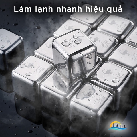Bộ Viên Đá Lạnh Vĩnh Cửu Inox 304 SSGP, Không Tan, Kèm Kẹp Gắp và Khay Đựng, Đạt Chất Lượng LFGB Đức
