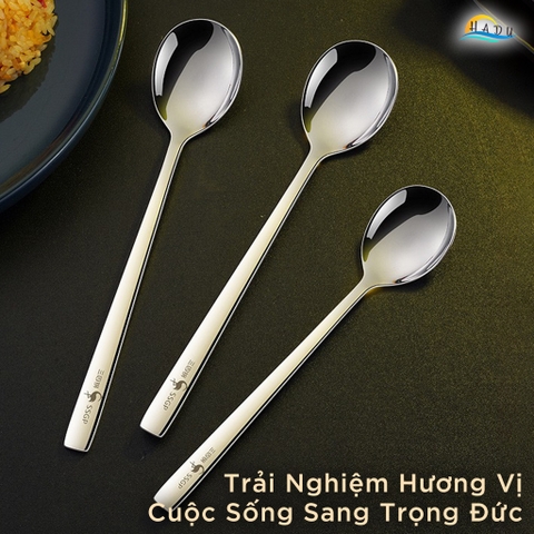 Bộ 2 Thìa Ăn Phở Inox 316L SSGP, Đúc Nguyên Khối, Lòng Sâu, Dài 21.5cm, Đạt Chất Lượng LFGB Đức