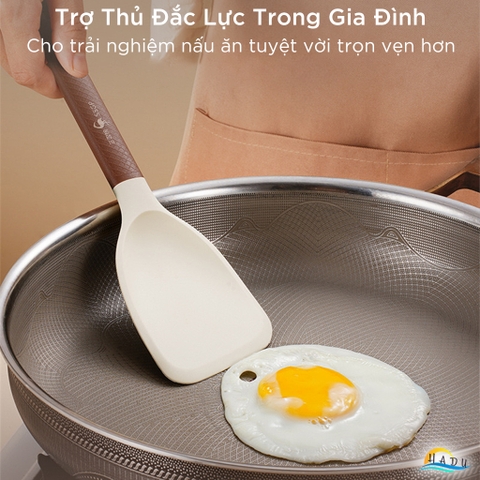 Xẻng Lật Silicone SSGP Không Trầy Xước Nồi, Lõi Thép, Đạt Chất Lượng LFGB Đức