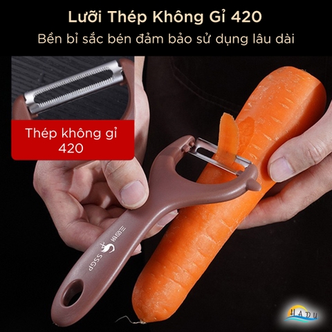 Nạo Rau Củ Quả Đa Năng SSGP, Dao Bào Gọt Vỏ Mỏng Lưỡi Thép 420 Siêu Bén, Có Đầu Lấy Mắt