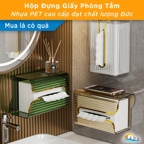 Hộp Đựng Khăn Giấy Treo Tường CCKO, Có Khay Đựng Đồ, Nhựa PET, Dán Tường, Nhiều Màu