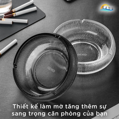 Gạt Tàn Thuốc Lá Thủy Tinh Mờ CCKO, Thiết Kế Sang Trọng, Để Bàn, Size 17.5cm, Nhiều Màu