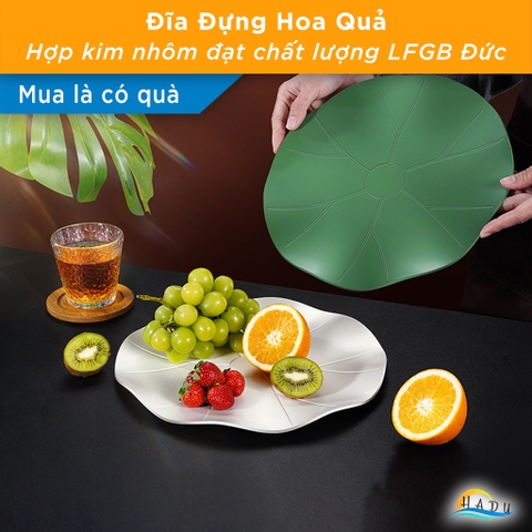 Đĩa Đựng Hoa Quả SSGP Khung Hợp Kim Nhôm Lòng Gốm, 30cm, Sang Trọng, Đạt Chất Lượng LFGB Đức