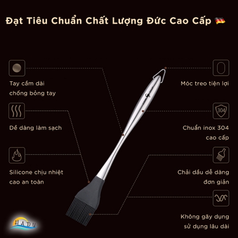 Chổi Quét Dầu Ăn Inox 304 Cao Cấp – Đầu Silicon Chịu Nhiệt, An Toàn Sức Khỏe, Dễ Vệ Sinh SSGP
