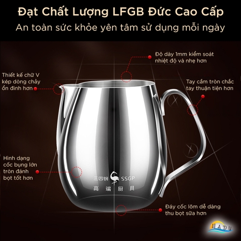 Cốc Pha Cà Phê Inox 304 350ml 600ml Cao Cấp Đạt Chất Lượng LFGB Đức SSGP