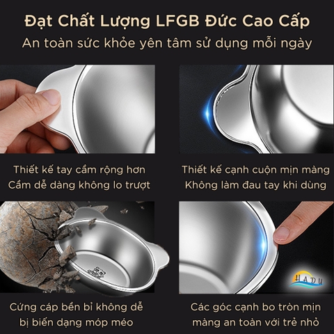 Bát Chén Ăn Dặm Inox 316 Cao Cấp An Toàn Cho Bé – Chống Móp, Dễ Vệ Sinh, Đạt Chất Lượng LFGB Đức SSGP