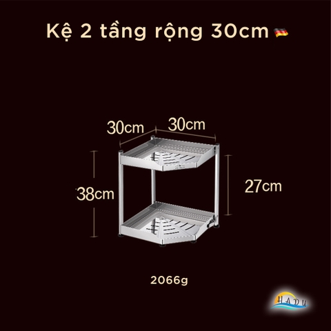Kệ Góc Bếp Inox 304 SSGP, 2 Tầng, Gấp Gọn, Đạt Chất Lượng LFGB Đức