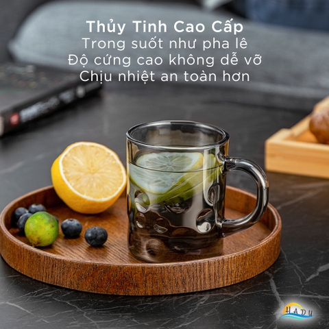 Cốc Thủy Tinh Chịu Nhiệt CCKO Họa Tiết Chấm Bi, 240ml, Kiểu Dáng Sang Trọng, Trong Suốt