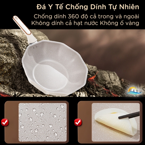Chảo Chống Dính Bếp Từ SSGP 30cm, Nắp Xoay Điều Áp, Phủ Đá Y Tế, Màu Trắng, Đạt Chất Lượng LFGB Đức