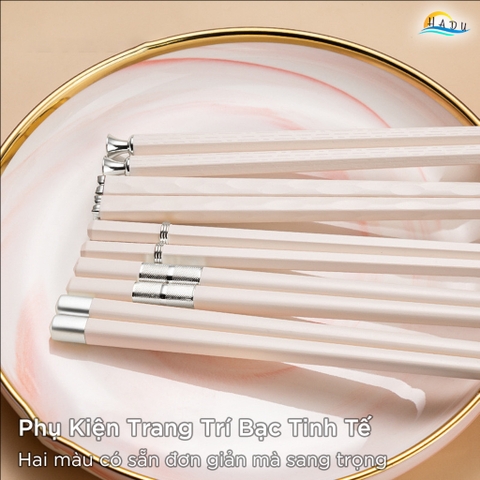 Bộ 5 Đôi Đũa Sợi Thủy Tinh HADU Kháng Khuẩn, Chống Trượt, Chịu Nhiệt, 24.3cm