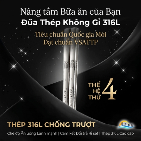 Đũa Ăn Cơm Inox 316L Cao Cấp Sang Trọng Kháng Khuẩn Chống Mốc Chống Trượt Cách Nhiệt SSGP