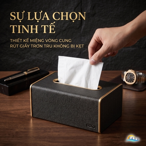 Hộp Đựng Khăn Giấy Bọc Da CCKO, Để Bàn Sang Trọng, Đáy Nam Châm, Nhiều Màu