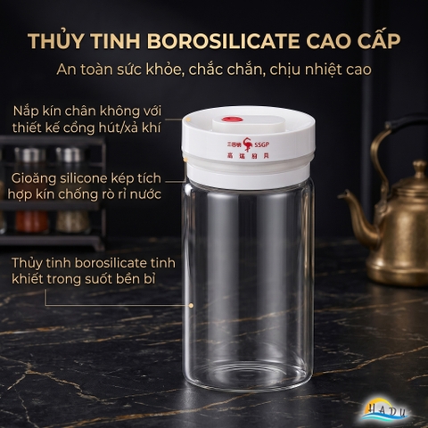 Hộp Thủy Tinh Hút Chân Không SSGP, Thủy Tinh Borosilicate, Chống Ẩm, Đạt Chất Lượng LFGB Đức