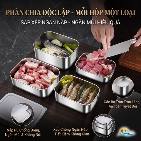 Hộp Đựng Thực Phẩm Inox 316L SSGP, Hộp Trữ Đông Tủ Lạnh Nắp Silicone Kín Khít, Dùng Lò Nướng, Đạt Chất Lượng LFGB Đức