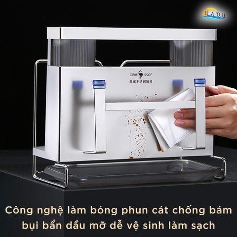 Giá Để Dao Thớt Đa Năng SSGP Inox 304, Treo Tường hoặc Để Bàn, Kèm Ống Đũa, Đạt Chất Lượng LFGB Đức