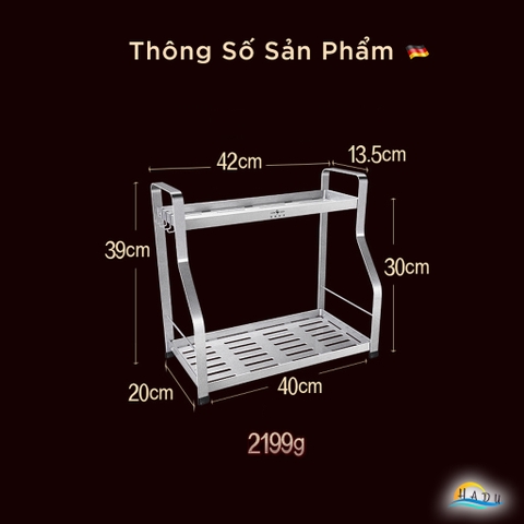 Kệ Đựng Gia Vị Nhà Bếp 2 Tầng Cao Cấp Đạt Chất Lượng Đức SSGP