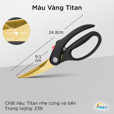 Kéo Cắt Gà Trợ Lực SSGP, Thép Đức, Lò Xo Giảm Lực, Khóa An Toàn, Dài 24.5cm, Đạt Chất Lượng LFGB Đức