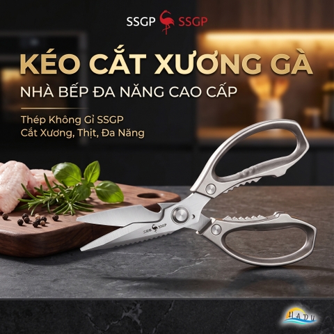 Kéo Cắt Xương Gà Nhà Bếp Đa Năng Cao Cấp Thép Không Gỉ Đạt Chất Lượng LFGB Đức SSGP