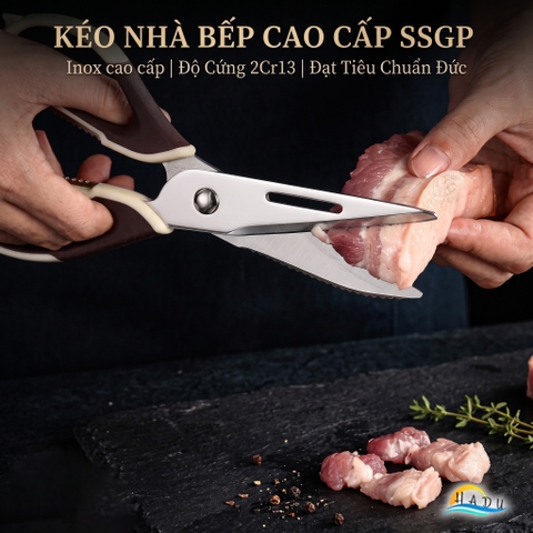 Kéo Nhà Bếp Đa Năng SSGP, Inox 304, Cắt Gà, Cắt Xương, Mở Nắp Chai, Dài 23cm, Đạt Chất Lượng LFGB Đức