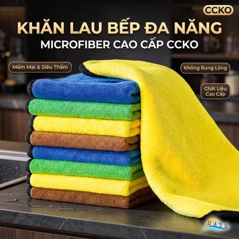 Bộ 4 Khăn Lau Bếp CCKO Siêu Thấm Hút, Không Rụng Lông, Đa Năng, 30x30cm, Nhiều Màu
