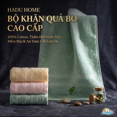 Khăn Mặt Cho Bé HADU, Cotton Sợi Tre, Kháng Khuẩn, Siêu Mềm Mại, 26x48cm, Nhiều Màu