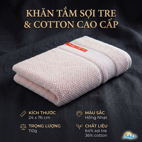 Khăn Mặt Cotton Sợi Tre HADU Kháng Khuẩn, Siêu Mềm Mại, Thấm Hút Tốt, 24x76cm, Nhiều Màu