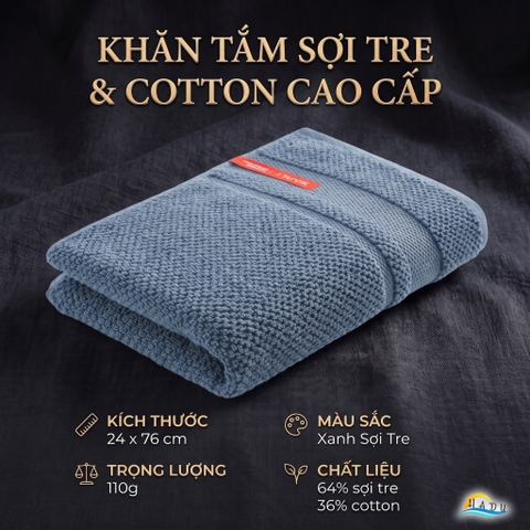 Khăn Mặt Cotton Sợi Tre HADU Kháng Khuẩn, Siêu Mềm Mại, Thấm Hút Tốt, 24x76cm, Nhiều Màu