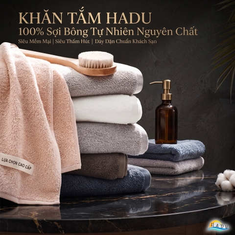 Khăn Tắm Cotton HADU Kháng Khuẩn, Siêu Mềm Mại, Thấm Hút Tốt, 70x140cm, Nhiều Màu