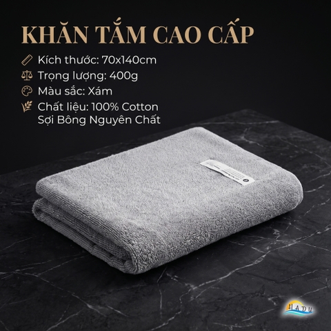 Khăn Tắm Cotton HADU Kháng Khuẩn, Siêu Mềm Mại, Thấm Hút Tốt, 70x140cm, Nhiều Màu