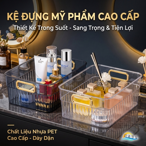 Khay Đựng Mỹ Phẩm Để Bàn CCKO, Nhựa PET Trong Suốt, Đa Năng, 29x20cm, Nhiều Màu