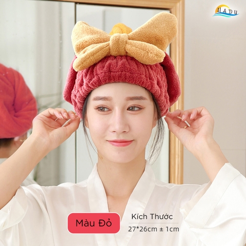 Mũ Trùm Đầu Thấm Nước Cao Cấp – Polyester Cotton San Hô Lông Cừu, Chăm Sóc Tóc, Thấm Nước 280g/m2, Bảo Vệ Tóc Hiệu Quả HADU