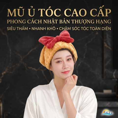 Mũ Trùm Đầu Thấm Nước Cao Cấp – Polyester Cotton San Hô Lông Cừu, Chăm Sóc Tóc, Thấm Nước 280g/m2, Bảo Vệ Tóc Hiệu Quả HADU