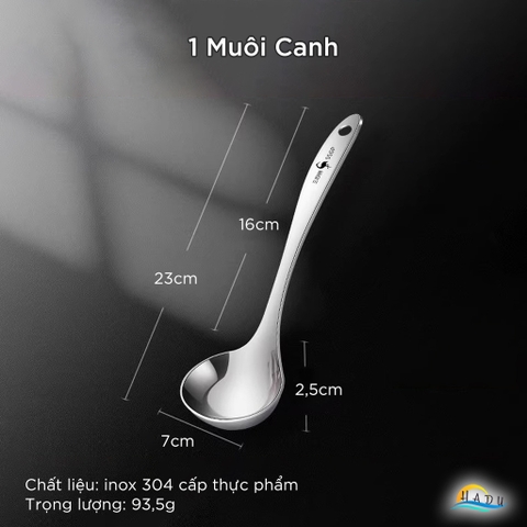 Bộ Muôi Múc Canh Inox 304 SSGP, Đúc Nguyên Khối, Tay Cầm Tròn Chống Nóng, Đạt Chất Lượng LFGB Đức