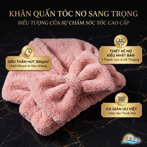 Mũ Trùm Đầu Khi Tắm Ủ Tóc Bền Cao Cấp Nơ Kiểu Nhật Mềm Mịn HADU