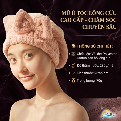 Mũ Trùm Đầu Khi Tắm Ủ Tóc Bền Cao Cấp Nơ Kiểu Nhật Mềm Mịn HADU