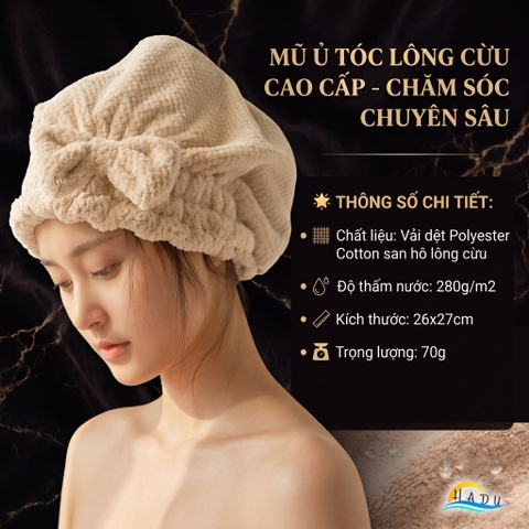 Mũ Trùm Đầu Khi Tắm Ủ Tóc Bền Cao Cấp Nơ Kiểu Nhật Mềm Mịn HADU