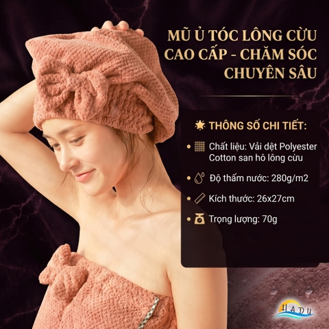 Mũ Trùm Đầu Khi Tắm Ủ Tóc Bền Cao Cấp Nơ Kiểu Nhật Mềm Mịn HADU