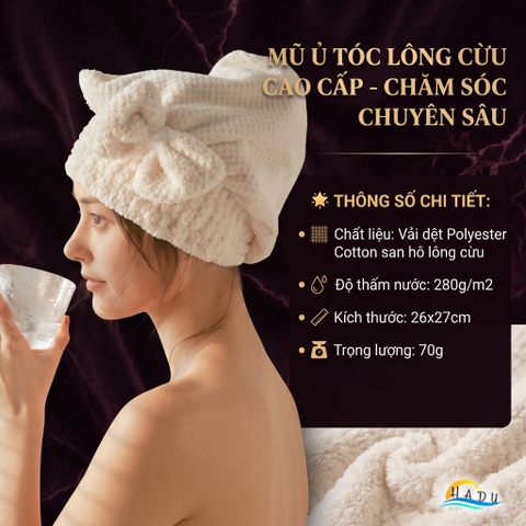 Mũ Trùm Đầu Khi Tắm Ủ Tóc Bền Cao Cấp Nơ Kiểu Nhật Mềm Mịn HADU