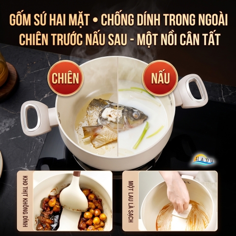 Nồi Chống Dính Bếp Từ SSGP Titan Gốm, 20cm 24cm 26cm, Không Teflon, Đạt Chất Lượng LFGB Đức