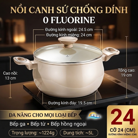 Nồi Chống Dính Bếp Từ SSGP Titan Gốm, 20cm 24cm 26cm, Không Teflon, Đạt Chất Lượng LFGB Đức