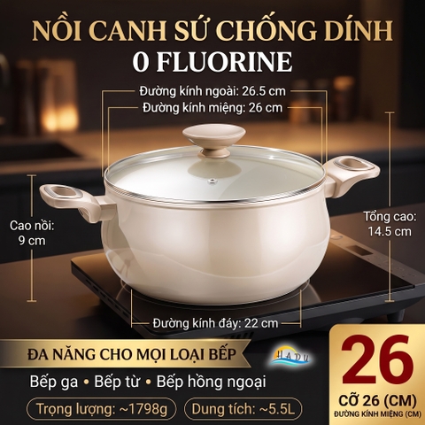 Nồi Chống Dính Bếp Từ SSGP Titan Gốm, 20cm 24cm 26cm, Không Teflon, Đạt Chất Lượng LFGB Đức