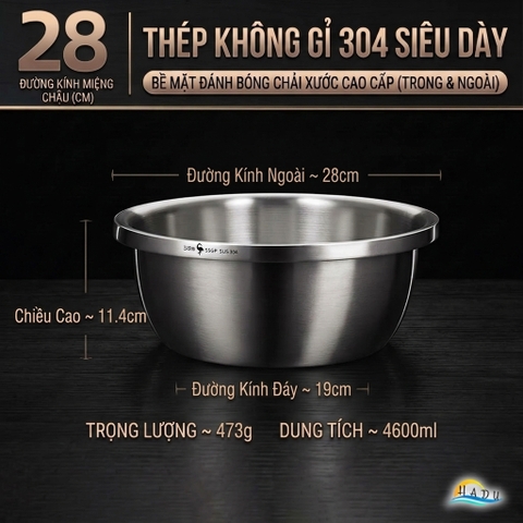 Bộ Rổ và Chậu Inox 304 SSGP, Đa Năng Rửa Rau Củ, Xếp Chồng Gọn, Nhiều Size, Đạt Chất Lượng LFGB Đức