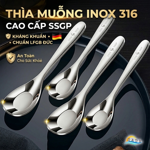 Thìa Phục Vụ Đa Năng SSGP, Inox 316L, Đầu Sâu, Kháng Khuẩn, Đạt Chất Lượng LFGB Đức