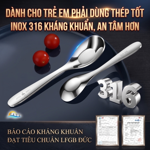 Thìa Phục Vụ Đa Năng SSGP, Inox 316L, Đầu Sâu, Kháng Khuẩn, Đạt Chất Lượng LFGB Đức