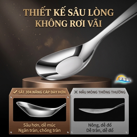 Thìa Phục Vụ Đa Năng SSGP, Inox 316L, Đầu Sâu, Kháng Khuẩn, Đạt Chất Lượng LFGB Đức