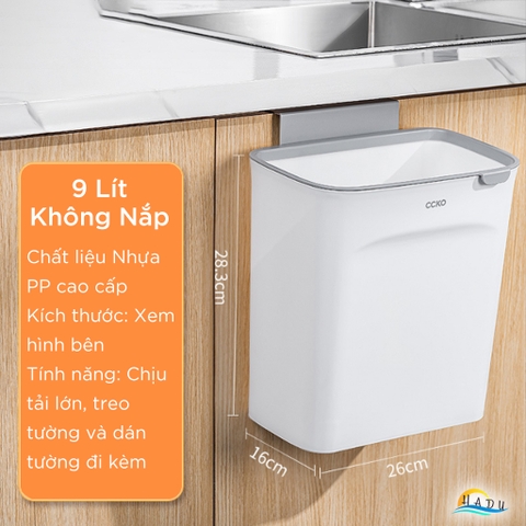 Thùng Rác Treo Tủ Bếp CCKO 7L 9L, Nắp Ngăn Mùi, 2 Chế Độ Mở (Trượt & Lật)